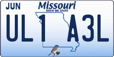 MO license plate UL1A3L