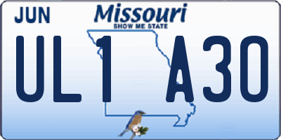 MO license plate UL1A3O