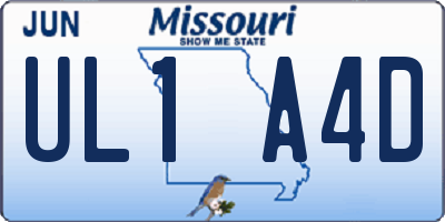 MO license plate UL1A4D