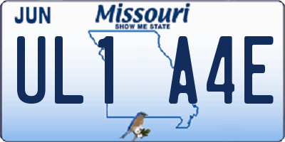 MO license plate UL1A4E
