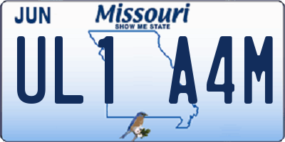 MO license plate UL1A4M