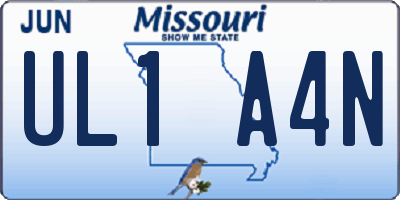 MO license plate UL1A4N