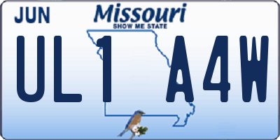 MO license plate UL1A4W