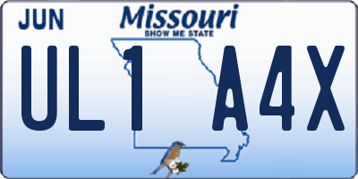 MO license plate UL1A4X