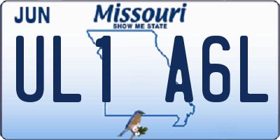 MO license plate UL1A6L