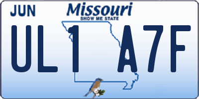 MO license plate UL1A7F