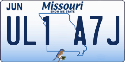 MO license plate UL1A7J