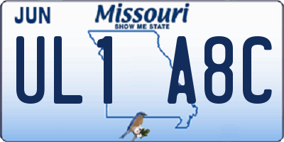 MO license plate UL1A8C