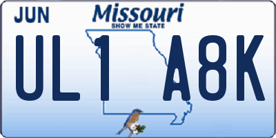 MO license plate UL1A8K