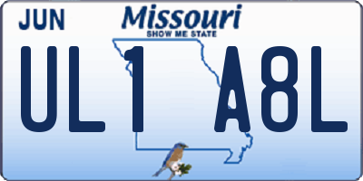 MO license plate UL1A8L