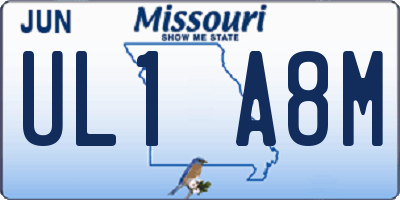 MO license plate UL1A8M