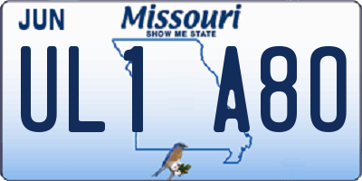 MO license plate UL1A8O