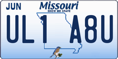 MO license plate UL1A8U