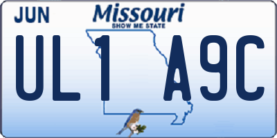 MO license plate UL1A9C