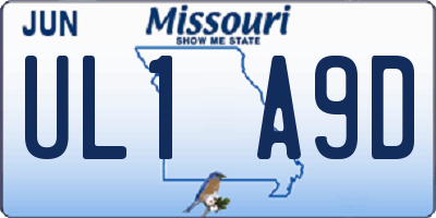 MO license plate UL1A9D