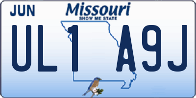 MO license plate UL1A9J
