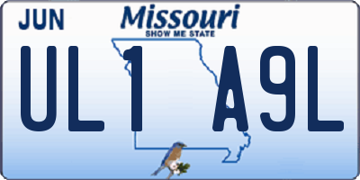 MO license plate UL1A9L