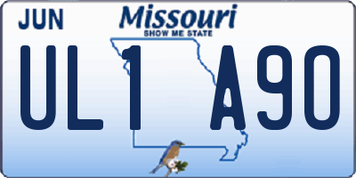 MO license plate UL1A9O