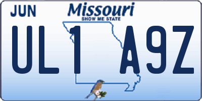 MO license plate UL1A9Z