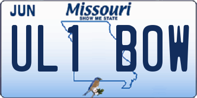 MO license plate UL1B0W