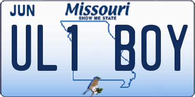 MO license plate UL1B0Y