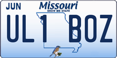 MO license plate UL1B0Z