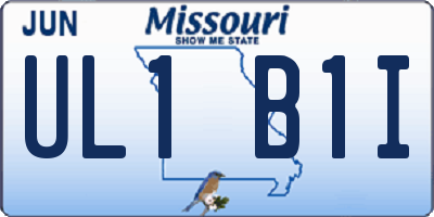 MO license plate UL1B1I