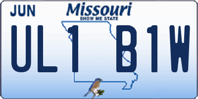 MO license plate UL1B1W