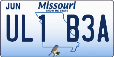 MO license plate UL1B3A