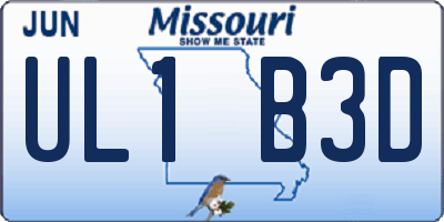 MO license plate UL1B3D