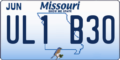 MO license plate UL1B3O