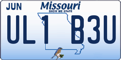 MO license plate UL1B3U