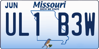 MO license plate UL1B3W