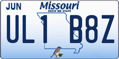 MO license plate UL1B8Z