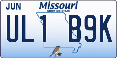 MO license plate UL1B9K
