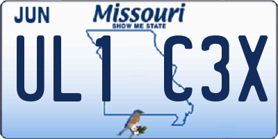 MO license plate UL1C3X