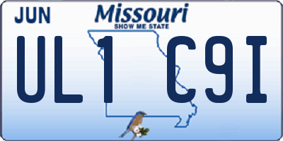 MO license plate UL1C9I