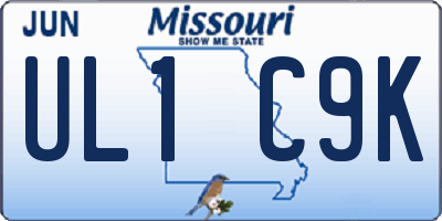 MO license plate UL1C9K