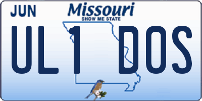 MO license plate UL1D0S
