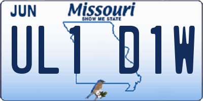 MO license plate UL1D1W