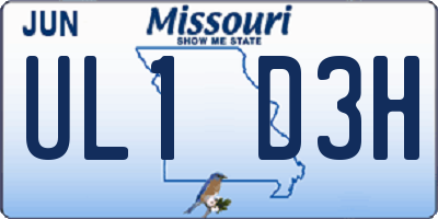 MO license plate UL1D3H
