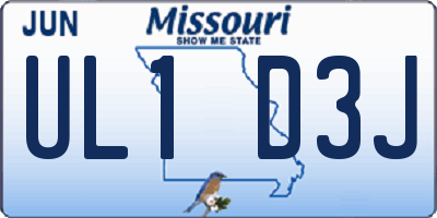 MO license plate UL1D3J