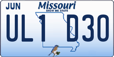 MO license plate UL1D3O