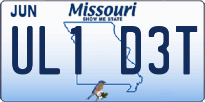 MO license plate UL1D3T