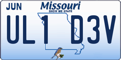 MO license plate UL1D3V