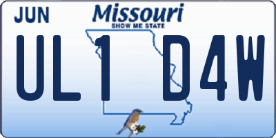 MO license plate UL1D4W