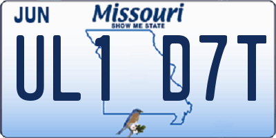 MO license plate UL1D7T