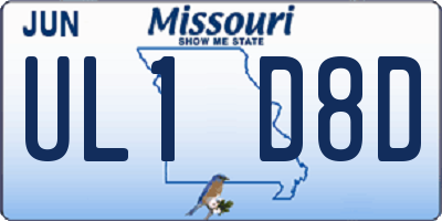 MO license plate UL1D8D