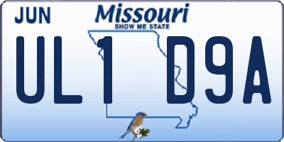 MO license plate UL1D9A