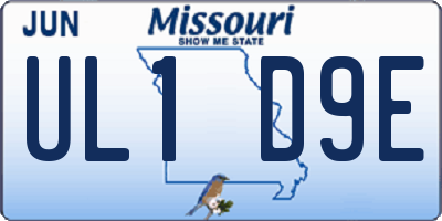 MO license plate UL1D9E